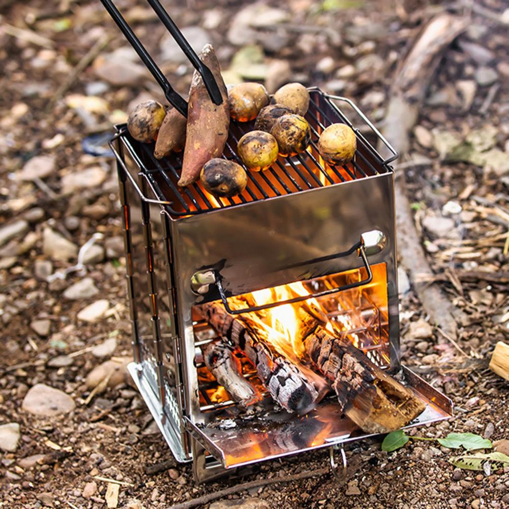 Camping Cooking Tray - الفولاذ المقاوم للصدأ موقد حرق الأخشاب