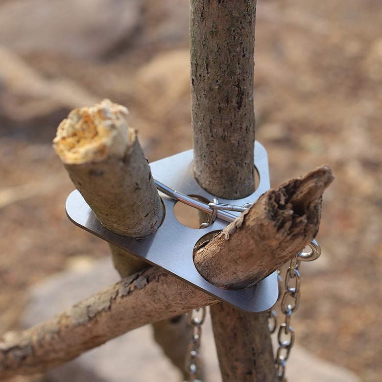 Camping Cooking Multi Tool - حامل ثلاثي القوائم من الفولاذ المقاوم