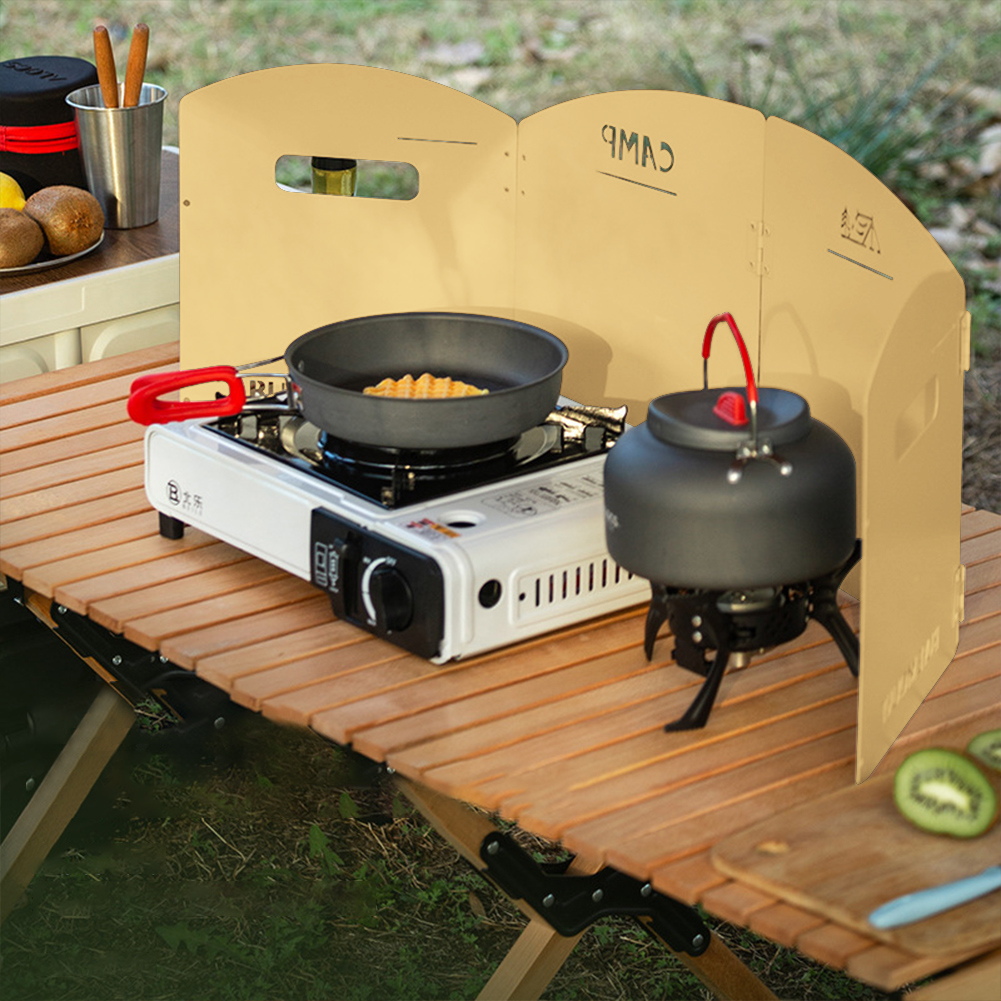 Camping Cooking Windscreen - طوي التخييم موقد غاز الزجاج الأمامي