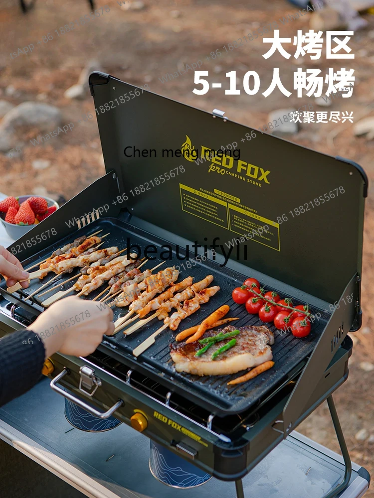 Z189 شواية غاز مزدوجة الرأس لل - مراجعة Camping Double Cooking Stove وسعره