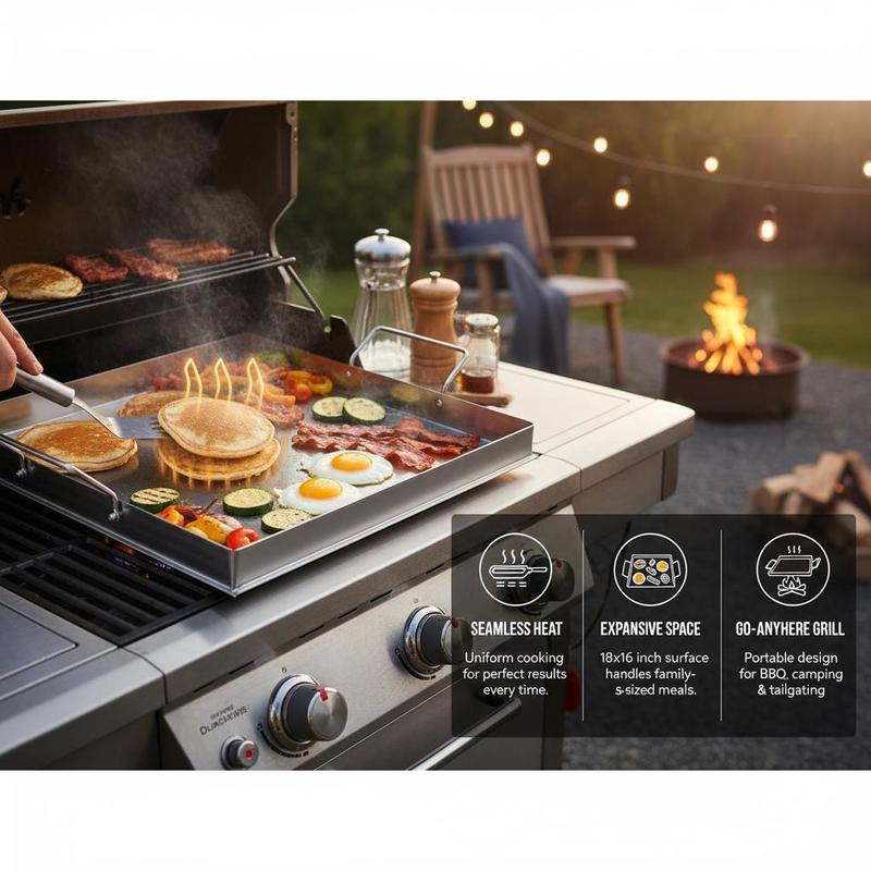 شواية مسطحة عالمية مقاس 18x16  - مراجعة Camping Cooking Tray وسعره
