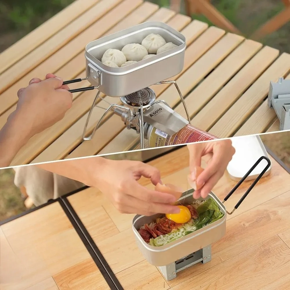 800/1400 مللي صناديق الغداء ال - مراجعة Camping Cooking Tray وسعره