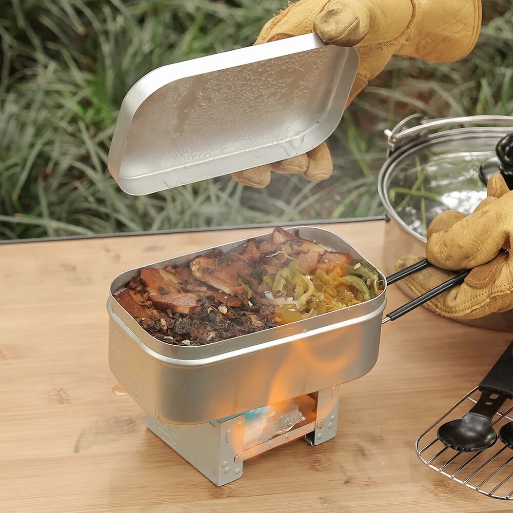 800/1400 مللي صناديق الغداء ال - مراجعة Camping Cooking Tray وسعره