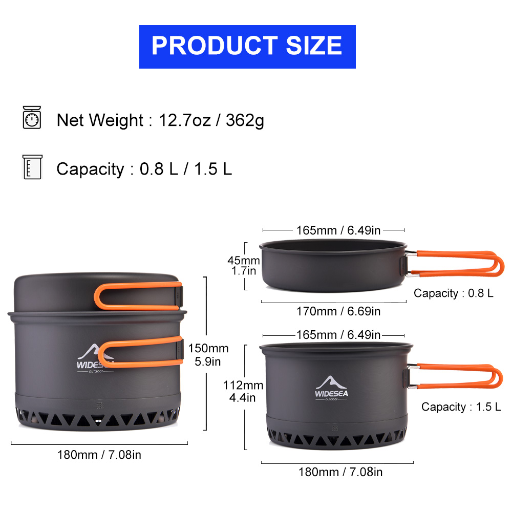 Widesea التخييم 1.3L 2.3L تجهي - مراجعة Camping Cooking Set Jetboil وسعره