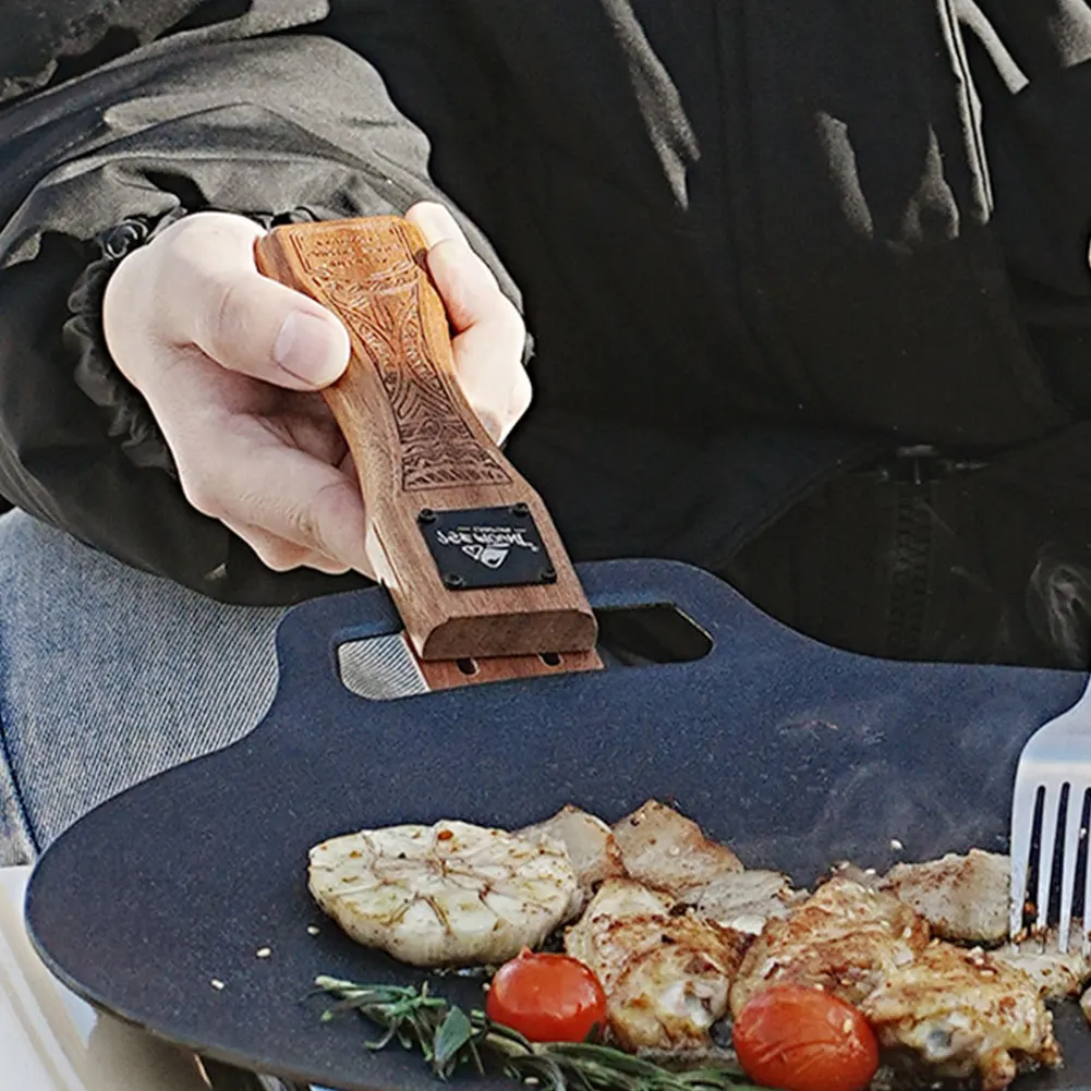 مقلاة شواء خشبية طبيعية للاستخ - مراجعة Camping Cooking Tray وسعره