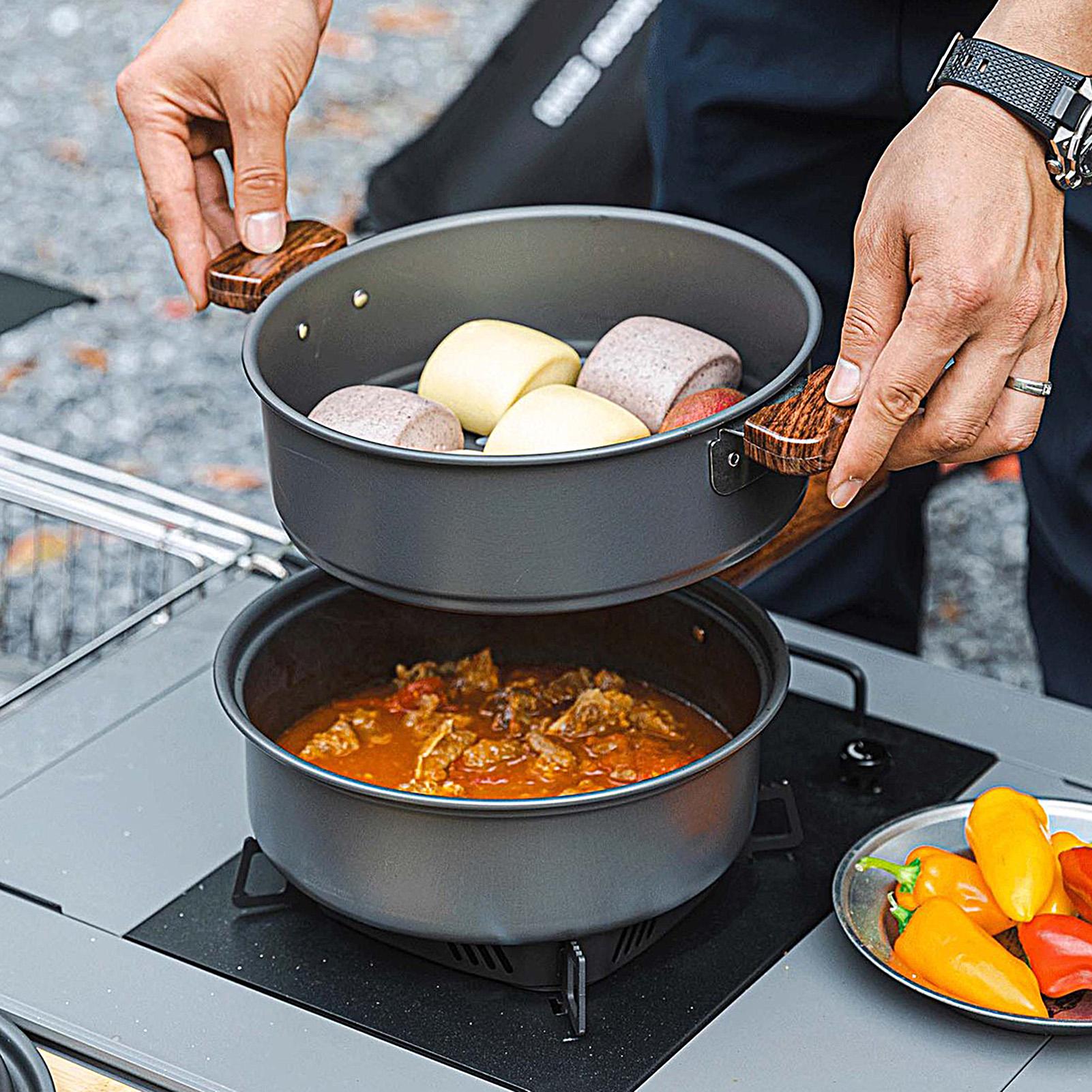 مقلاة تخييم محمولة كبيرة وخفيف - مراجعة Camping Double Cooking Stove وسعره