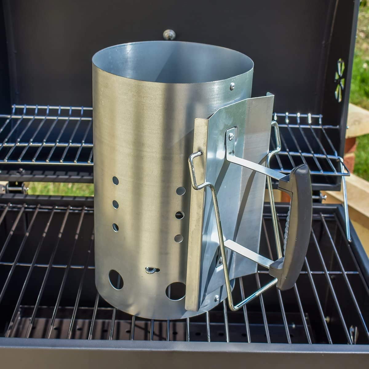 مشغل المدخنة مع مقبض أمان مدخن - مراجعة Charcoal Chimney Starter وسعره