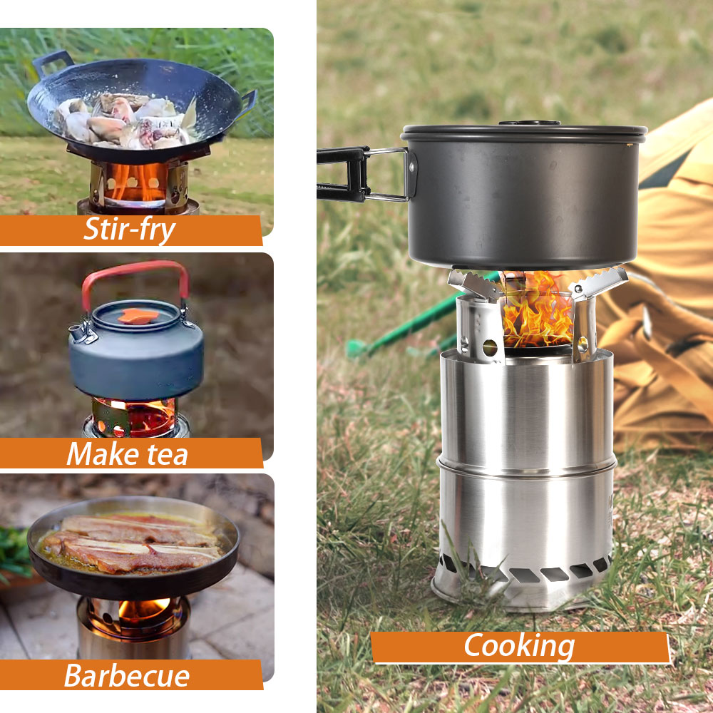 موقد خشبي محمول للتخييم في اله - مراجعة Camping Double Cooking Stove وسعره
