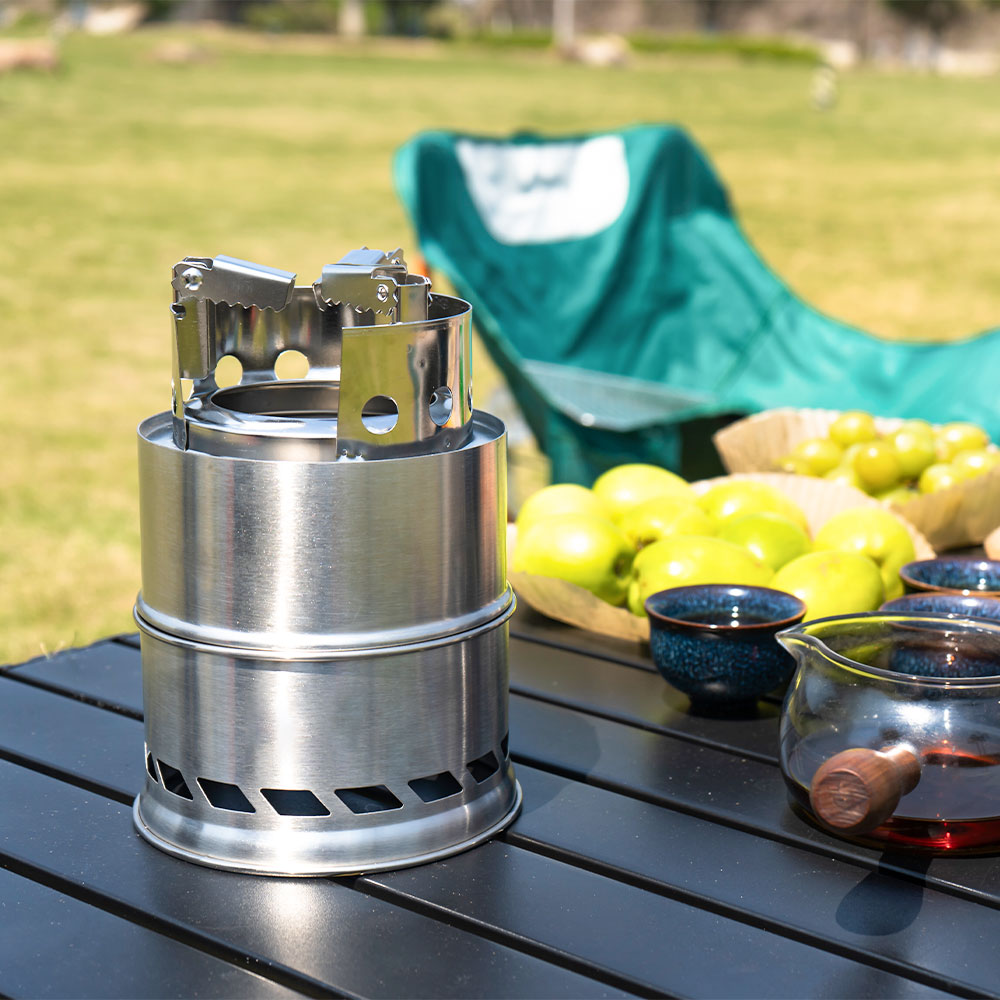 موقد خشبي محمول للتخييم في اله - مراجعة Camping Double Cooking Stove وسعره