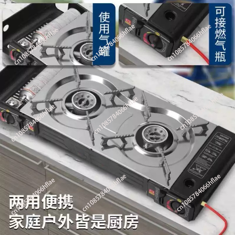 موقد غاز محمول للتخييم مزود بش - مراجعة Camping Double Cooking Stove وسعره